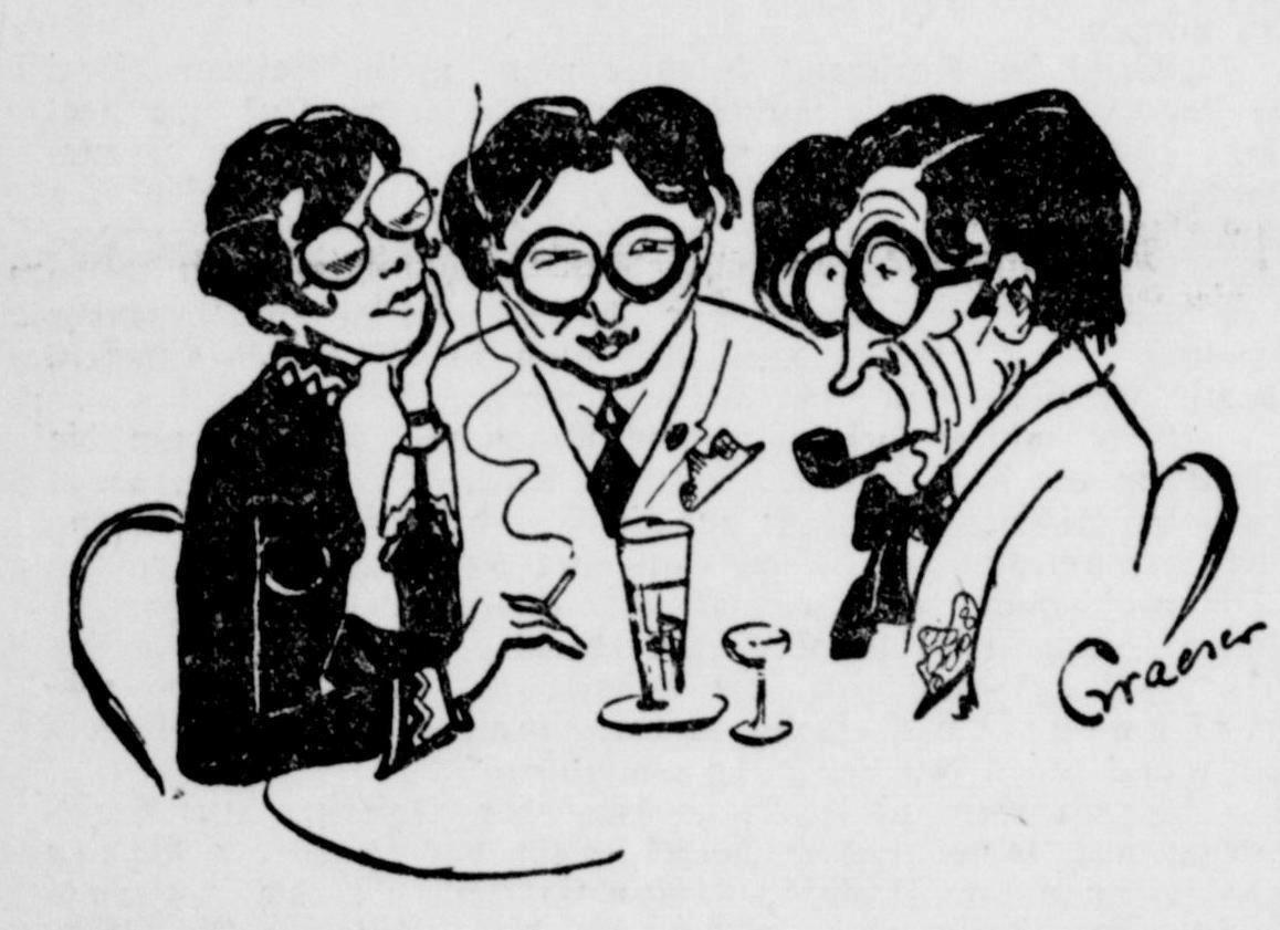 Karikatur: Gäste in einem Café