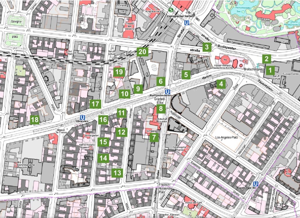 Kartenausschnitt Juedisches Berlin um den Kurfürstendamm 2025